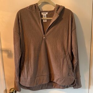 Jones New York Men’s Hooded Corded Half-Zip Sweater - Taupe Brown